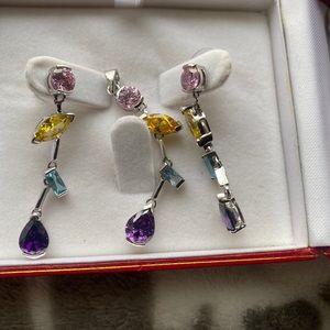Rainbow Earrings and Pendant Set